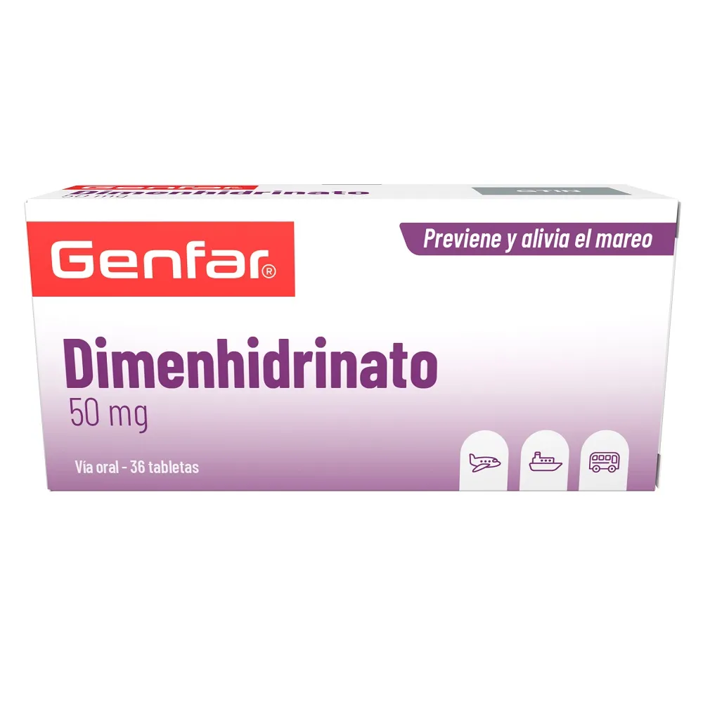 Dimenhidrinato tableta de  50 mg caja x 36