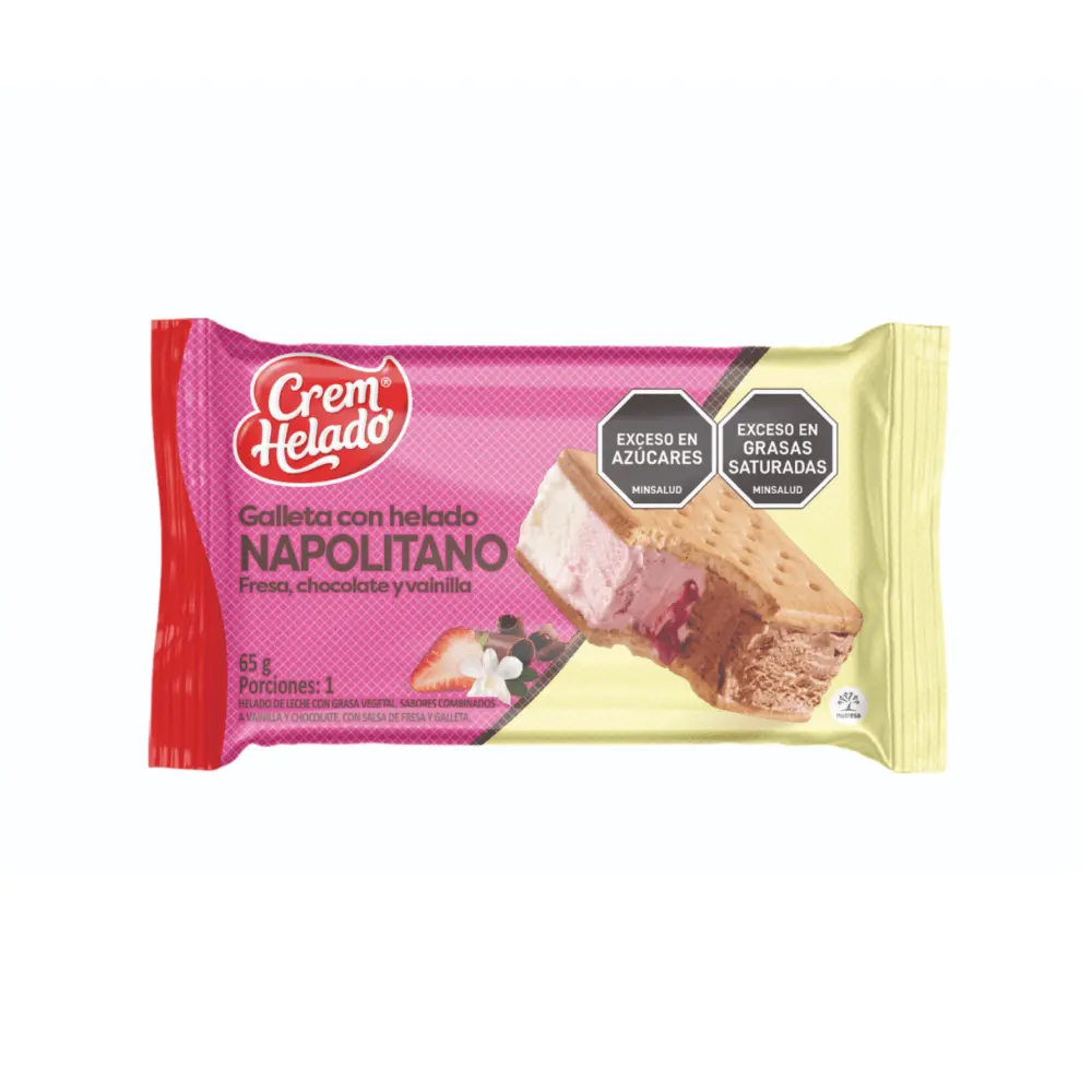 GALLETA CON HELADO NAPOLITANO 