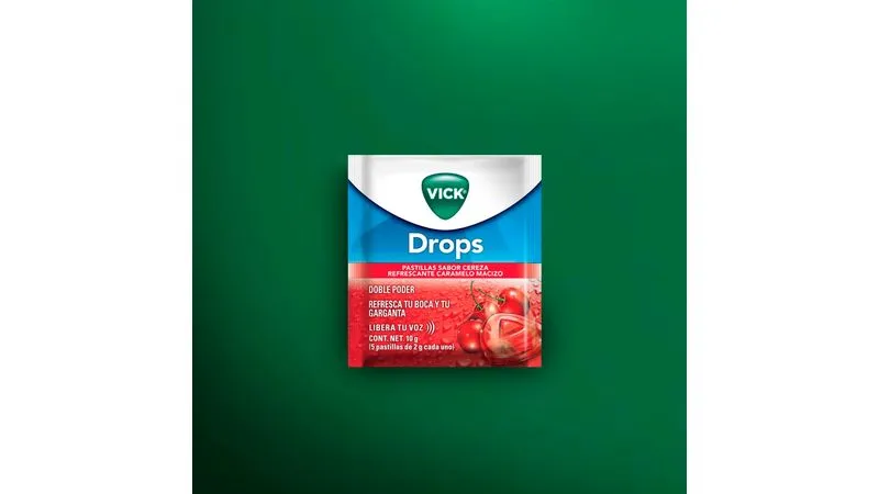 Vick Drops Sabor A CEREZA Caja Con 24 Sobres De 5 Pastillas