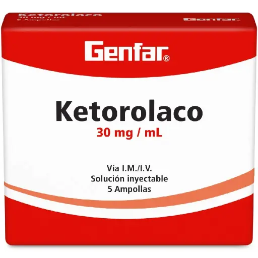 KETOROLACO 30 MG (GENFAR) X 5 AMPOLLAS