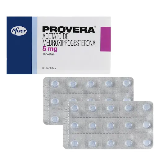 Provera Acetato De Medroxiprogesterona 5 Mg Pfizer Caja X 30 Tabletas