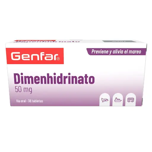 Dimenhidrinato tableta de  50 mg caja x 36