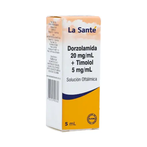 DORZOLAMIDA + TIMOLOL 20 MG/ML 5 MG/ML FRASCO 5 ML LA SANTE