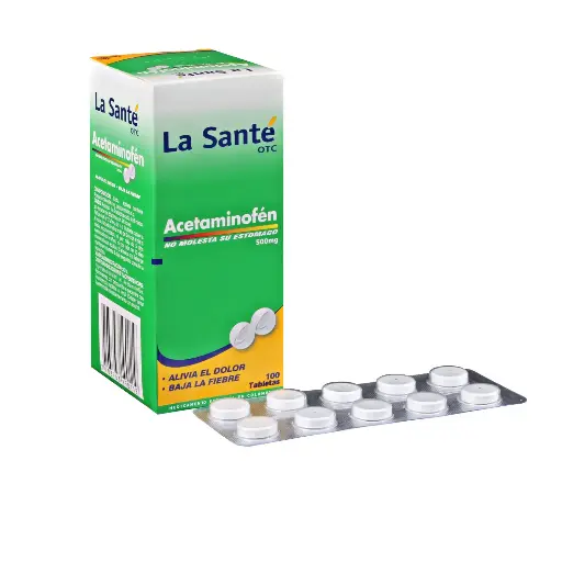 Acetaminofén (Paracetamol) 500 mgTabletas de 500 mg en Caja x 100. La sante