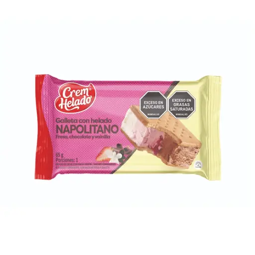 GALLETA CON HELADO NAPOLITANO 